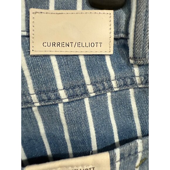 Current/Elliott The Navigator Wide Leg Striped Denim Jeans Size 29 Blue & White - Picture 4 of 6